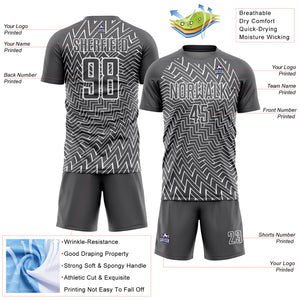 Custom Steel Gray White Lines Sublimation Soccer Uniform Jersey