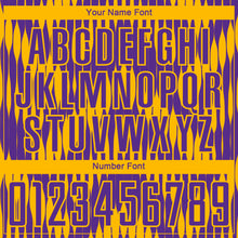 Laden Sie das Bild in den Galerie-Viewer, Custom Purple Gold Abstract Triangle Sublimation Soccer Uniform Jersey

