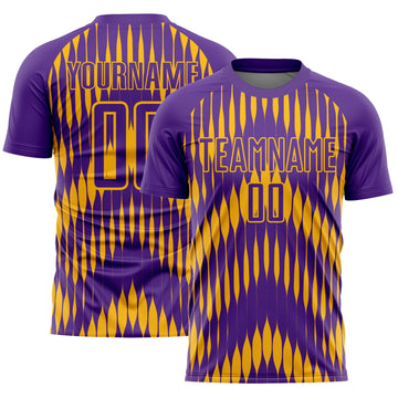 Custom Purple Gold Abstract Triangle Sublimation Soccer Uniform Jersey