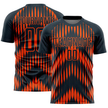 Laden Sie das Bild in den Galerie-Viewer, Custom Navy Orange Abstract Triangle Sublimation Soccer Uniform Jersey
