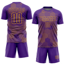Laden Sie das Bild in den Galerie-Viewer, Custom Purple Gold Abstract Hexagon Sublimation Soccer Uniform Jersey
