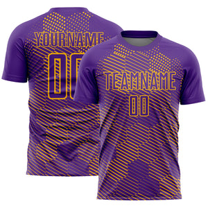 Custom Purple Gold Abstract Hexagon Sublimation Soccer Uniform Jersey