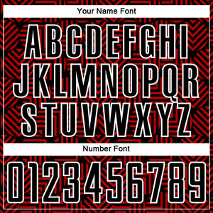 Custom Black Red-White Abstract Geometric Shapes Sublimation Soccer Uniform Jersey