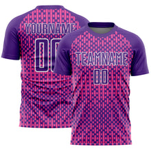 Load image into Gallery viewer, Custom Purple Pink-White Abstract Geometric Shapes Sublimation Soccer Uniform Jersey
