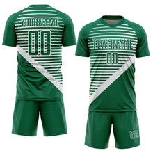 Laden Sie das Bild in den Galerie-Viewer, Custom Kelly Green White Stripes Sublimation Soccer Uniform Jersey

