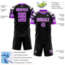 Laden Sie das Bild in den Galerie-Viewer, Custom Black Purple-White Animal Print Sublimation Soccer Uniform Jersey
