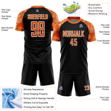 Laden Sie das Bild in den Galerie-Viewer, Custom Black Bay Orange-White African Pattern Sublimation Soccer Uniform Jersey
