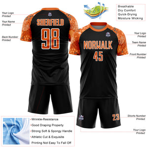 Custom Black Bay Orange-White African Pattern Sublimation Soccer Uniform Jersey