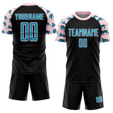 Load image into Gallery viewer, Custom Black US Navy Blue-Light Pink Tiger Sublimation Soccer Uniform Jersey
