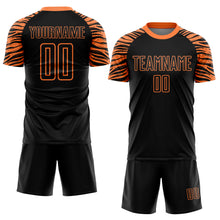 Laden Sie das Bild in den Galerie-Viewer, Custom Black Orange Tiger Stripes Sublimation Soccer Uniform Jersey
