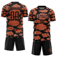 Laden Sie das Bild in den Galerie-Viewer, Custom Black Orange Cloud Pattern Sublimation Soccer Uniform Jersey

