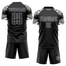 Laden Sie das Bild in den Galerie-Viewer, Custom Black White Zebra And Geometric Pattern Sublimation Soccer Uniform Jersey
