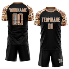 Laden Sie das Bild in den Galerie-Viewer, Custom Black Old Gold-White Camouflage Sublimation Soccer Uniform Jersey
