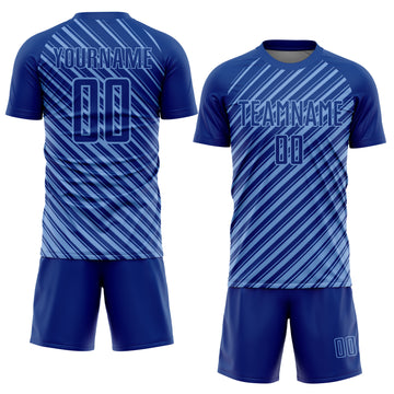 Custom Royal Light Blue Slash Sublimation Soccer Uniform Jersey
