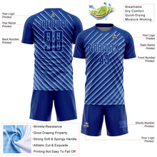 Laden Sie das Bild in den Galerie-Viewer, Custom Royal Light Blue Slash Sublimation Soccer Uniform Jersey
