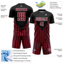 Laden Sie das Bild in den Galerie-Viewer, Custom Black Crimson-White Lines Sublimation Soccer Uniform Jersey
