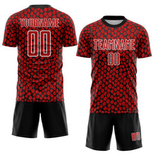 Laden Sie das Bild in den Galerie-Viewer, Custom Red Black-White Snake Skin Sublimation Soccer Uniform Jersey
