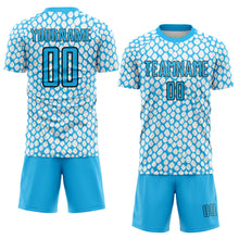 Load image into Gallery viewer, Custom Sky Blue Black-White Snake Skin Sublimation Soccer Uniform Jersey
