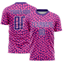 Load image into Gallery viewer, Custom Pink Purple-White Snake Skin Sublimation Soccer Uniform Jersey
