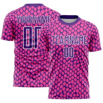 Custom Pink Purple-White Snake Skin Sublimation Soccer Uniform Jersey