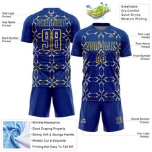 Load image into Gallery viewer, Custom Royal Yellow Damask Pattern Sublimation Soccer Uniform Jersey
