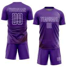 Laden Sie das Bild in den Galerie-Viewer, Custom Purple White Geometric Lines Sublimation Soccer Uniform Jersey
