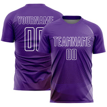 Load image into Gallery viewer, Custom Purple White Geometric Lines Sublimation Soccer Uniform Jersey
