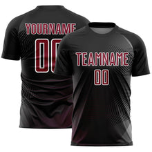 Load image into Gallery viewer, Custom Black Crimson-White Geometric Lines Sublimation Soccer Uniform Jersey
