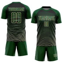 Load image into Gallery viewer, Custom Green Cream-Black Gradient Geometric Lines Sublimation Soccer Uniform Jersey
