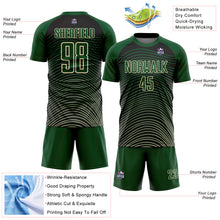 Laden Sie das Bild in den Galerie-Viewer, Custom Green Cream-Black Gradient Geometric Lines Sublimation Soccer Uniform Jersey
