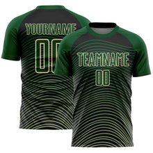 Load image into Gallery viewer, Custom Green Cream-Black Gradient Geometric Lines Sublimation Soccer Uniform Jersey
