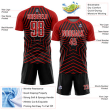 Load image into Gallery viewer, Custom Black Red-White Stars Sublimation Soccer Uniform Jersey

