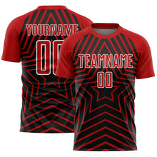 Load image into Gallery viewer, Custom Black Red-White Stars Sublimation Soccer Uniform Jersey
