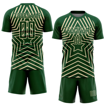 Custom Green Cream Stars Sublimation Soccer Uniform Jersey