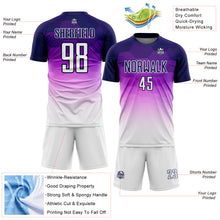 Laden Sie das Bild in den Galerie-Viewer, Custom Purple White Gradient Hexagons Pattern Sublimation Soccer Uniform Jersey
