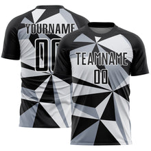 Laden Sie das Bild in den Galerie-Viewer, Custom Black White Geometric Pattern Sublimation Soccer Uniform Jersey
