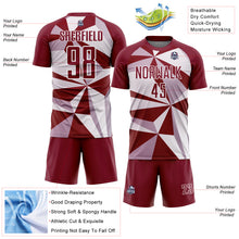 Laden Sie das Bild in den Galerie-Viewer, Custom Crimson White Geometric Pattern Sublimation Soccer Uniform Jersey
