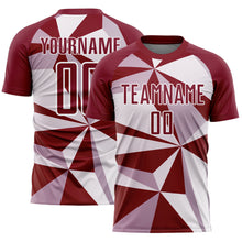 Load image into Gallery viewer, Custom Crimson White Geometric Pattern Sublimation Soccer Uniform Jersey

