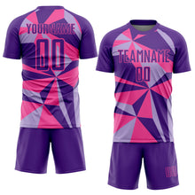 Load image into Gallery viewer, Custom Purple Pink Geometric Pattern Sublimation Soccer Uniform Jersey
