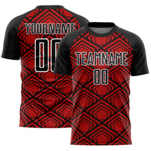 Load image into Gallery viewer, Custom Red Black-White Geometric Pattern Sublimation Soccer Uniform Jersey
