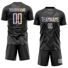 Load image into Gallery viewer, Custom Black Gradient-Gray Curve Lines Sublimation Soccer Uniform Jersey
