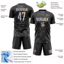 Laden Sie das Bild in den Galerie-Viewer, Custom Black Gradient-Gray Curve Lines Sublimation Soccer Uniform Jersey
