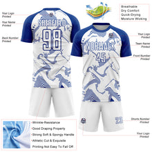 Load image into Gallery viewer, Custom White Royal Curve Lines Sublimation Soccer Uniform Jersey
