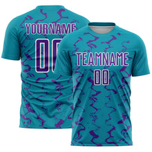 Load image into Gallery viewer, Custom Teal Purple-White Abstract Lines Sublimation Soccer Uniform Jersey
