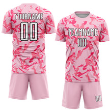 Load image into Gallery viewer, Custom Light Pink Black-Pink Abstract Geometric Pattern Sublimation Soccer Uniform Jersey
