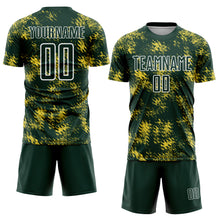 Laden Sie das Bild in den Galerie-Viewer, Custom Green Gold-White Abstract Grunge Art Sublimation Soccer Uniform Jersey
