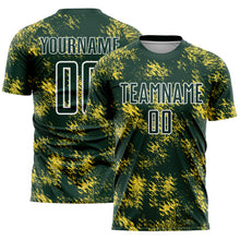 Laden Sie das Bild in den Galerie-Viewer, Custom Green Gold-White Abstract Grunge Art Sublimation Soccer Uniform Jersey
