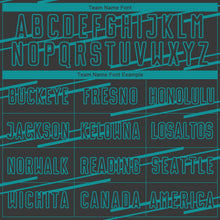 Load image into Gallery viewer, Custom Black Teal Lines Sublimation Soccer Uniform Jersey
