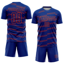Laden Sie das Bild in den Galerie-Viewer, Custom Royal Orange Lines Sublimation Soccer Uniform Jersey

