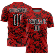 Load image into Gallery viewer, Custom Red Black-White Abstract Fluid Sublimation Soccer Uniform Jersey
